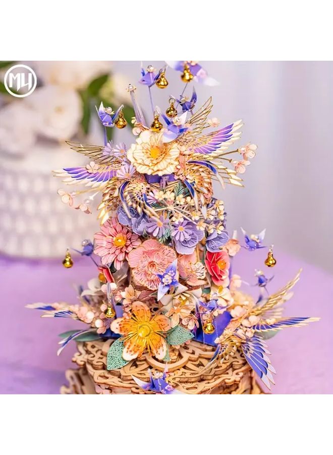 Drunken Flower DIY Metal Puzzle Music Box Rotating Table Model Ideal Gift - Image 3